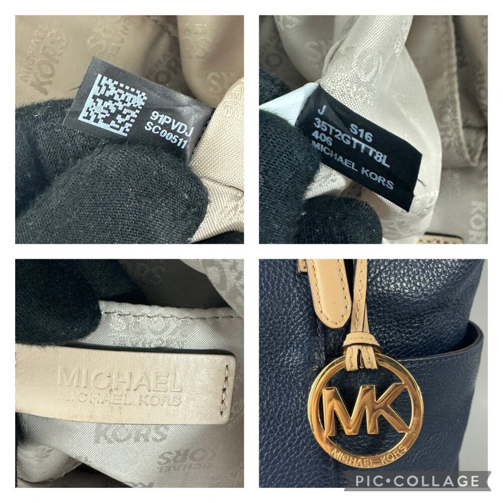 Michael Michael Kors Navy Blue Leather Medium Jet SEt Top Zip Tote - Picture 12 of 14